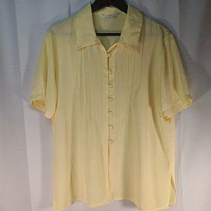 Marks & Spencer Pale Yellow Short Sleeve Button-Down Blouse